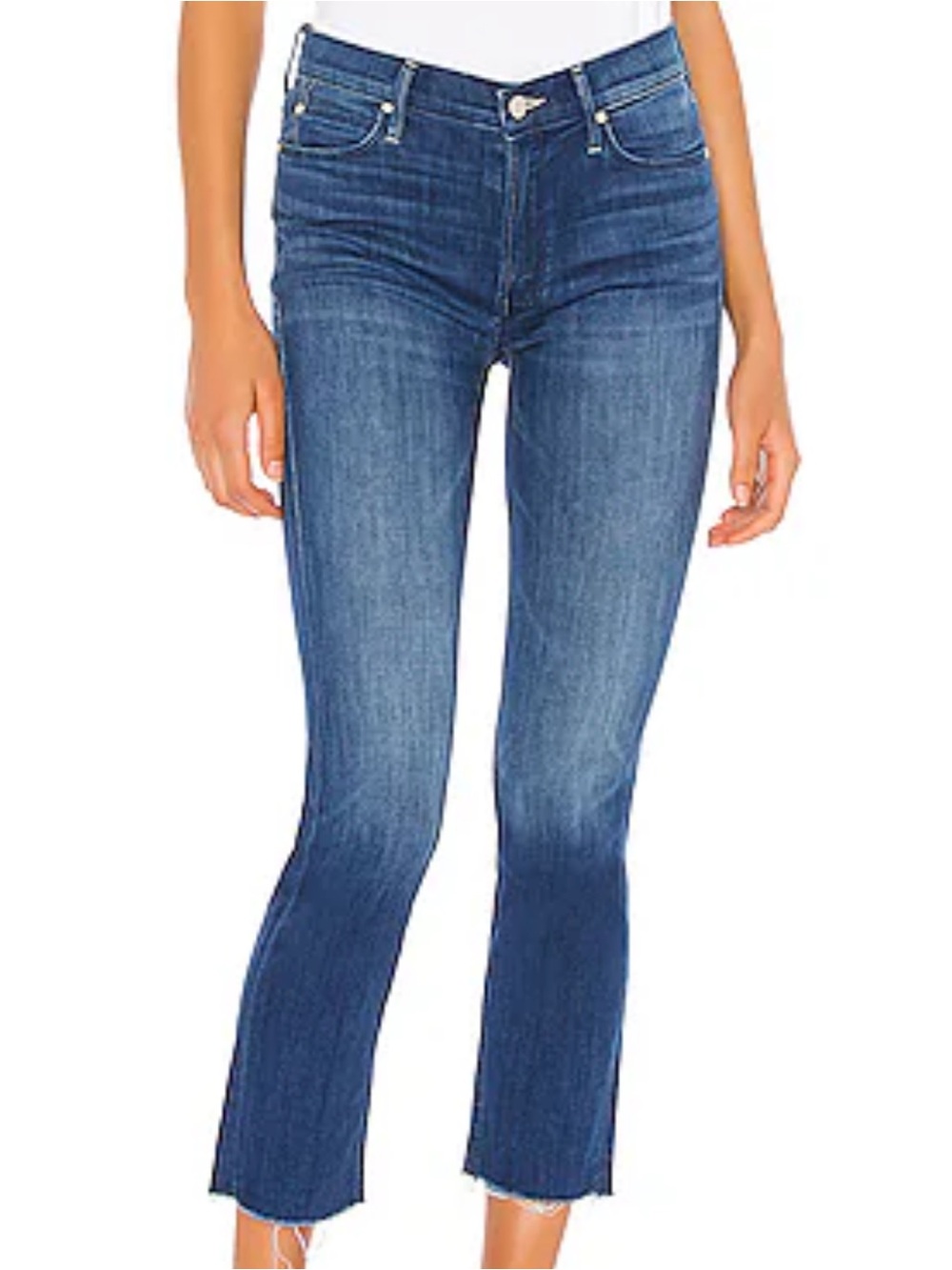 MOTHER The Mid Rise Dazzler Crop Fray Jeans Size 25 Squeeze It Raw Hem